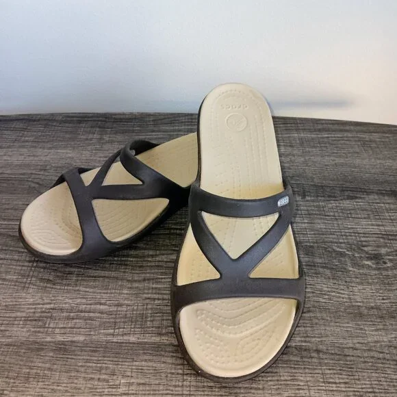 Crocs Bundle 8W Lot Sandals Brown Black - Picture 2 of 10